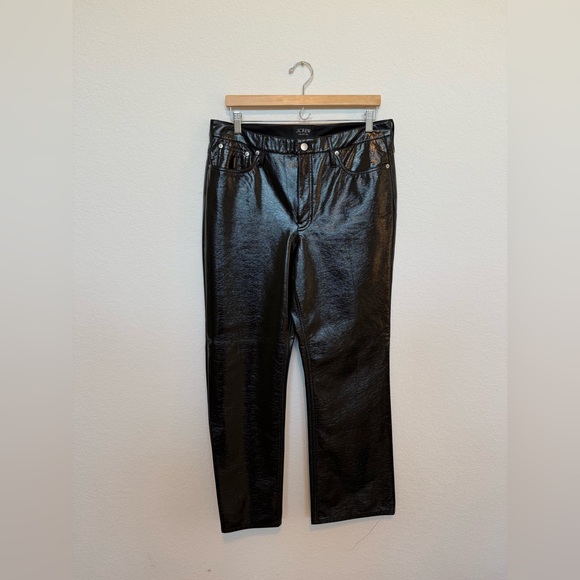 J. Crew Collection Pants Size 31 Black Faux Patent Leather - Picture 2 of 6
